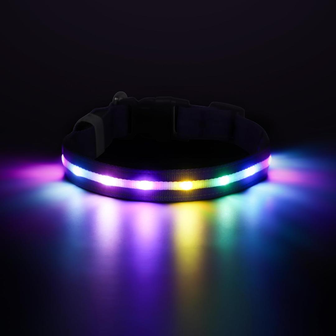 RUXAN Light Up Dog Collar,Dog Lights for Night Walking,LED Collars Waterproof,Glow Dog Collars Rechargeable,Glow in The Dark Dog Collar,Dog Collars Light for Small,Medium,Large Dogs (Small,Pink)