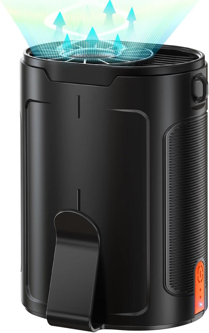 2025 AI Portable Fan Rechargeable, 4 Speeds 6600RPM Strong Airflow, Personal Waist Fan with up to 25H of Working Time, Hands-Free Hanging Neck Fan, Wearable Belt Fan for Camping, Outdoor, Jobsite (Black)