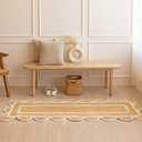 HOMEMONDE Scalloped Jute Runner Rug 2 x 6 ft - Natural Fiber Scallop Rug Rustic Vintage Braided Handwoven Indoor Carpet for Entryway/Kitchen/Bedroom/Living Room (Natural)