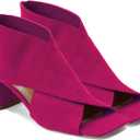 LEHOOR Women Chunky Heel Open Toe Booties Suede Side Cut-Out Ankle Boots Square Peep Toe 2 Inch Block Mid Heels Dress Heeled Sandal Booties Back Zipper Summer Casual Size 8.5