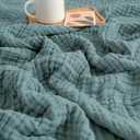 EMME Muslin Twin Blankets for Couch Breathable Gauze All Season Soft and Lightweight PreWashed Cotton Blanket (Teal, 60"x80")