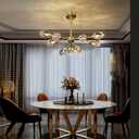 Flashing God Sputnik Chandeliers - Modern Crystal, 9-Light Gold Chandelier for Dining Room, Kitchen Light Fixtures