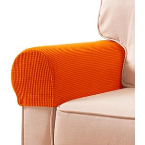 SUBRTEX Stretch Armrest Covers Spandex Arm Covers for Chairs Couch Sofa Armchair Slipcovers for Recliner Sofa with Twist Pins 2pcs (Orange)