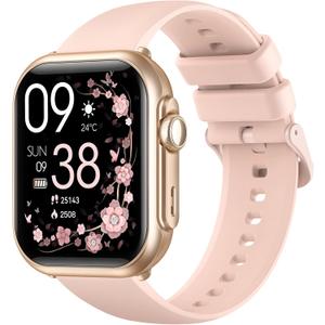Smart Watches for Men Women: Smart Watch with 1000mAh 100 Day Battery Life Bluetooth Call Heart Rate Blood Pressure SpO2 Sleep Monitor 120+ Sports 5ATM Pedometer for iPhone Android Phones (Pinksand)
