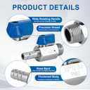 2Pack 1/4" Hose Barb to 1/4" NPT Male Mini Ball Valve 304 Stainless Steel Shut Off Valve with Clamps Kit for Air Water Fuel Gas (1/4" Barb x 1/4" NPT Male)