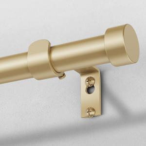Gold Curtain Rods for Windows 18 to 42 Inch(1.5-3.5 Feet),1" Diameter Drapery Rods with Modern Style End Cap Finials,Size:18-42 Inch, Brass