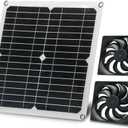 12W Solar Powered Fan for Chicken Coop, Dog House, Outside Shed Greenhouse, Solar Fan with Two IPX7 Waterproof Fans 5Ft Cable Installation Kits