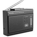 Arsvita Portable Cassette Player and Recorder, Cassette to MP3 Digital Converter, AM/ FM Radio Tape Walkman, Support 4-32G Micro SD Card, Build-in Speaker and Microphone, Black