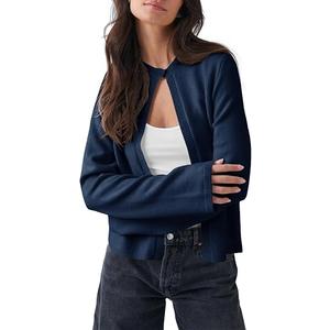 Saodimallsu Womens Lightweight Cardigans Open Front Long Sleeve One Button Casual Crewneck Loose Knit Shrug Sweater