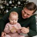 Heart's Sign Babys First Christmas Ornament 2025 Girl | Baby Girl 1st Christmas 2025 | Our First Xmas as Family of Three Ornament