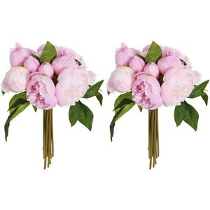Pink Peonies Silk Flowers 2 Bouquets Pink Fake Peonies 14 Heads Faux Peony Flowers with Stems for Wedding Decoration Bride Bouquet Faux Flowers Crafts Floral Arrangement (Multi-Pink)