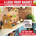 [Upgraded Length] 16.5-Inch Fruit Stand Storage Holder with 4 Sturdier Legs, 2-Tier Fruit Basket , Bamboo Fruit Bowl Holder for Fruit,Vegetables,Bread, Snacks, Home Kitchen Countertop Organizer