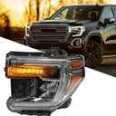 LED Headlight Assembly Compatible with GMC Sierra 1500 2019 2020 2021 2022 Replacement Headlamp with DRL LED Turn Signal Light Left Driver Side LH 84772475 GM2502496