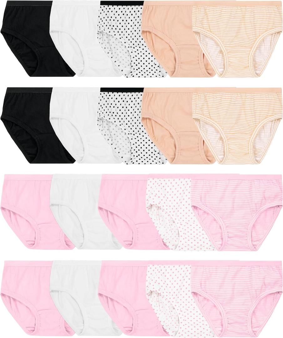 Fruit of the Loom Girls' Cotton Brief Underwear Multipacks (S)