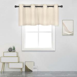 DECOVSUN Ivory Valance for Windows 52X18 Inches Blackout Sun Block Curtain Valance for Kitchen/Living Room Solid Cream Beige Short Straight Drape Valance for Bathroom/Office 1 Panel Grommet Top (52"W x 18"L (Pack of 1))