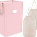MCleanPin 220L Pink Laundry Hamper Large Collapsible Basket with Laundry Bags, Dirty Clothes Hamper,Laundry Basket with Handles,Washable Laundry Bags,Foldable Dorm Hamper for College (Rose Pink)