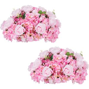 NUPTIO Flower Balls for Wedding Centerpieces - 2 Pcs 15.7 inch Diameter Fake Flower Ball Arrangement Bouquet Party Centerpieces for Tables - Pink Rose Bouquet Centerpiece Flowers for Wedding Table