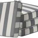 Square Corner Seat Cushions, 19" x 19" x 3", Set of 4, Indoor Outdoor Water Repellent Universal Chair Pads with Ties for Patio Furniture, Garden Deck Dining Chairs, Gray Stripe