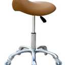 Professional Saddle Stool with Wheels Ergonomic Swivel Rolling Height Adjustable for Clinic Dentist Beauty Salon Tattoo Home Office (Camel)
