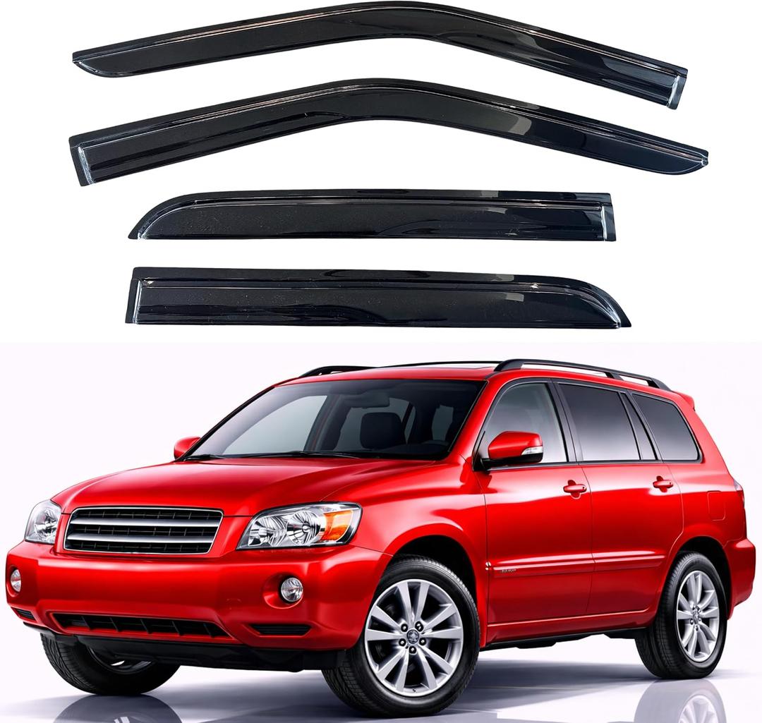 KPY Rain Guards Fit for 2001-2007 Toyota Highlander, Out-Channel Window Visors Vent Wind Deflectors 4PC, Car Accessories for 2006-2007 Toyota Highlander Hybrid