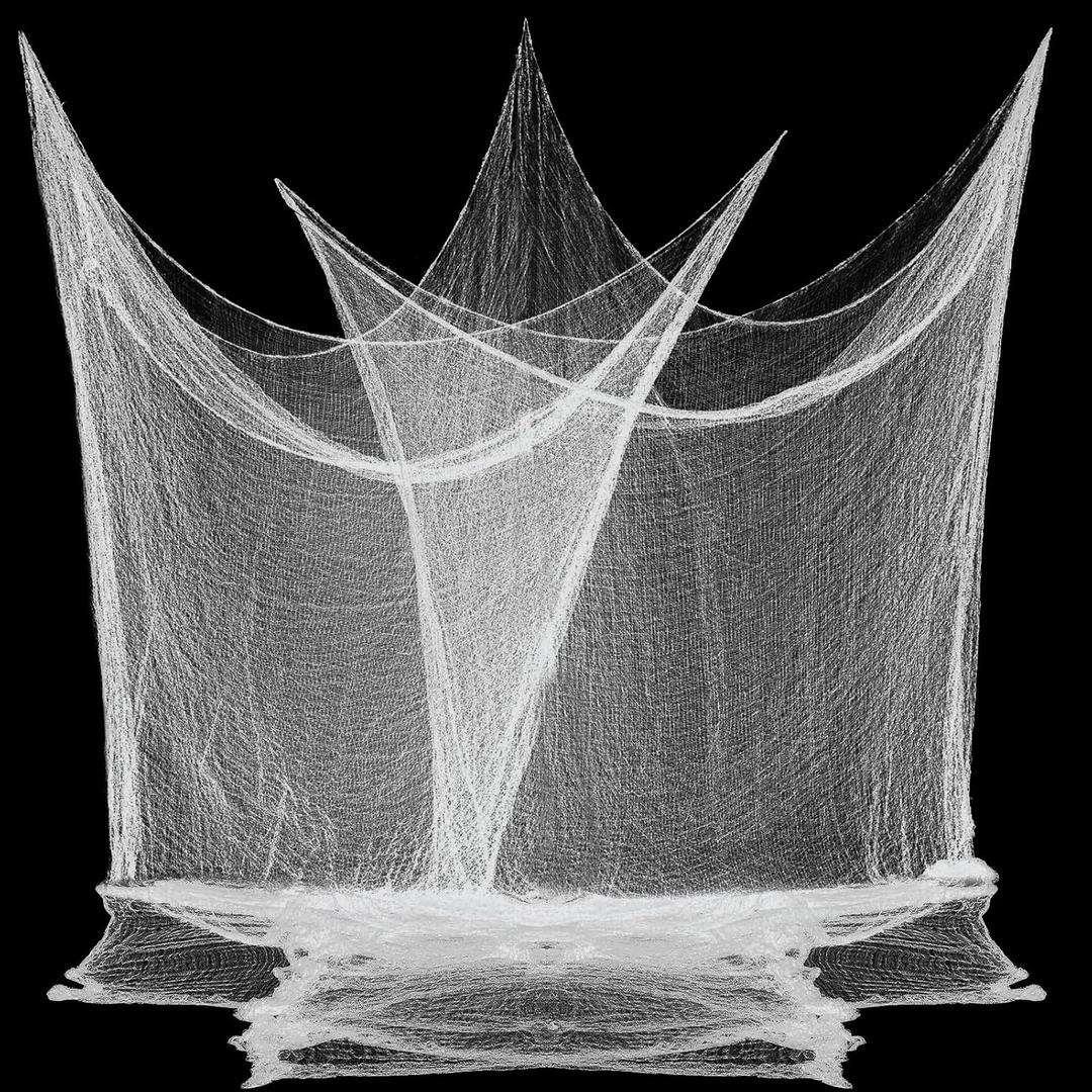 80 x 400 Halloween Decorations Creepy Cloth Indoor Outdoor, Scary Gauze Halloween Party Decorations, Spooky Home Decor Supplies for Table Tree Garden Doorway Haunted House Yard Skeleton (1PCS White)