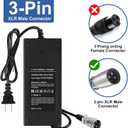 42V 2A Charger for E300 Mini Dirt MX650 650 Razor MX500, MX650, GT GT750 Schwinn S1000, S600, Ezip E1000 GoGo with Male 3-Pin XLR 36V Lithium Battery