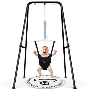 G TALECO GEAR Baby Jumper with Stand,Baby Bouncer,Easy Set-Up,Baby Exerciser for Active Babies,Suitable for Indoor and Outdoor, Water Mat Include (Black)