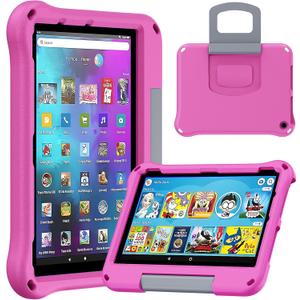 Pink Tablet 10 Case and Cover for Kids (Compatible 2023/2021 Model), Not for iPad/Samsung/Onn Tab, Ubearkk Anti Slip Shockproof Cover