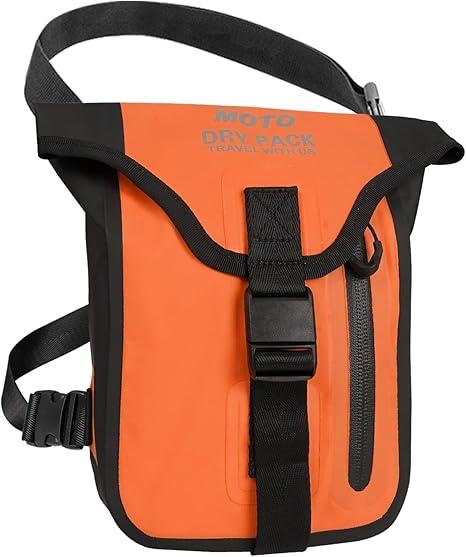 Thigh Bag for Men Women, Motorcycle Leg Pouch with Leg Strap, Waterproof Drop Leg Bag for Cycling Hiking Camping Fishing Climbing Outdoor (Orange)