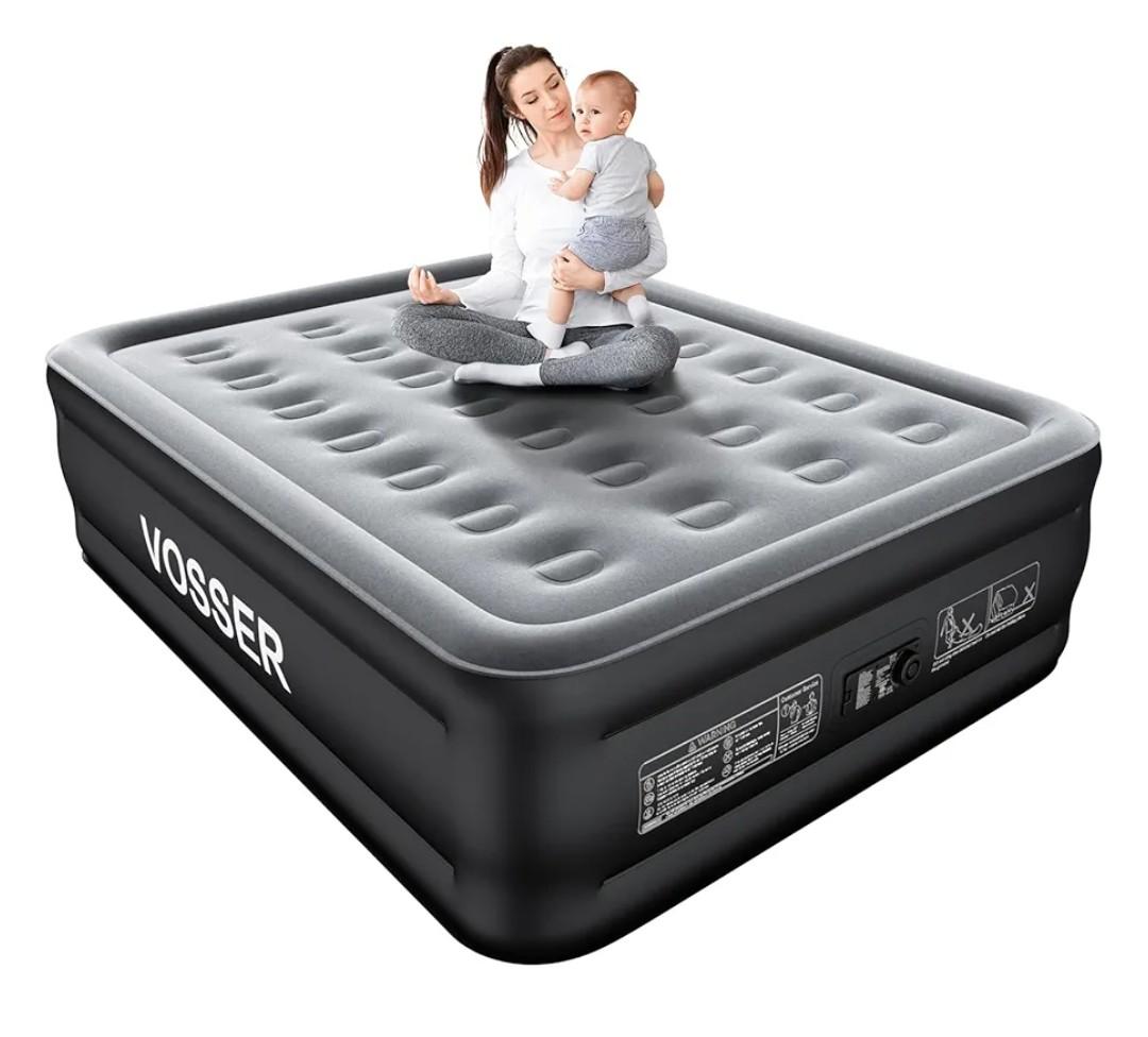 Air Mattress Full with Built in Pump,18’’Raised Blow Up Mattress,Self Inflatable Mattress in 3 Mins,Portable Air Bed for Home,Floor&Travel,Full Size Air Mattress for Adults 660LB Max,Black