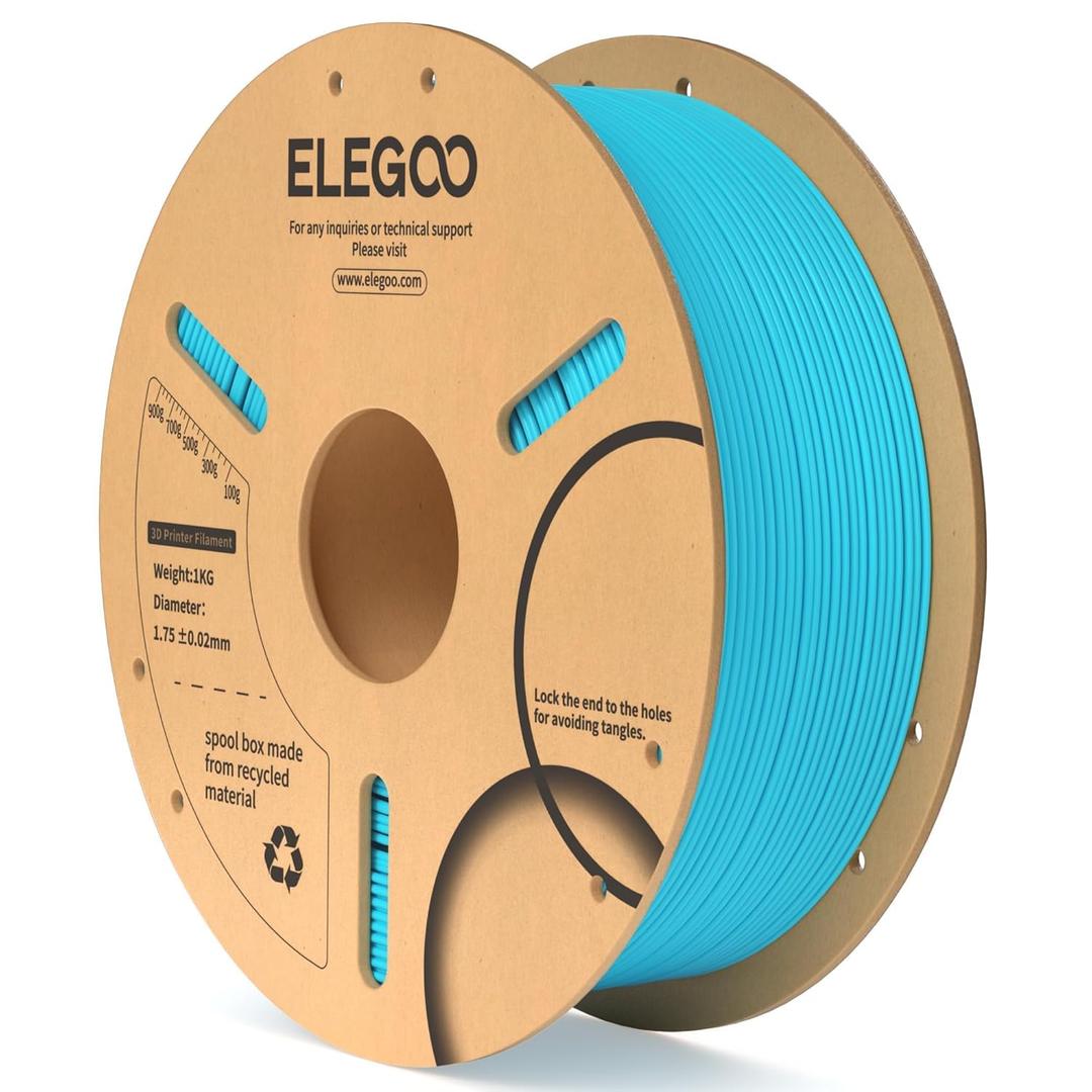 ELEGOO PLA Filament 1.75mm Sky Blue 1KG, 3D Printer Filament Dimensional Accuracy +/- 0.02mm, 1kg Cardboard Spool(2.2lbs) 3D Printing Filament Fits for Most FDM 3D Printers