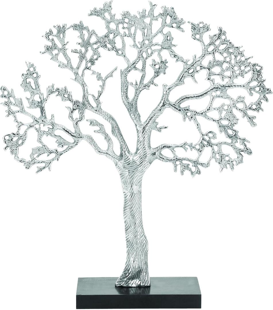 Deco 79 Aluminum Metal Tree Decorative Sculpture Home Decor Statue, Accent Figurine 17" x 4" x 19", Silver