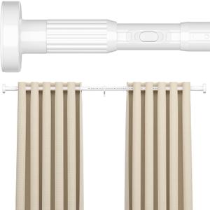 AIZESI 41-86 Inch Heavy Duty White Tension Curtain Rod - No Drilling, Adjustable, Rust-Resistant for Outdoor, Living Room, Window, Bathroom
