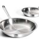 All-Clad D3 3-Ply Stainless Steel Fry Pan Set 2 Piece, 8, 10, Inch Induction Oven Broiler Safe 600F Pots and Pans, Cookware Silver