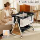 3 in 1 Bedside Bassinet for Baby, Easy to Assemble & Portable Bedside Crib for Newborns with Storage Basket, Lockable Wheels & Breathable Mattress, 6-Position Height Adjustment