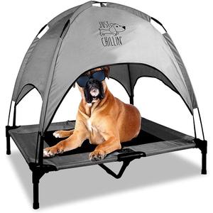 Floppy Dawg Just Chillin' Elevated Dog Bed. Cool Cot with Removable Canopy Shade. Indoor or Outdoor Pet Use. Lightweight and Portable. Chill in Style on Raised Breathable Mesh Fabric.