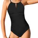 Girls Swimsuit One Piece Girls Bathing Suit Adjustable Straps Solid Modest Ruched Full Coverage Padded Swimwear 9-16y (15-16 Years)