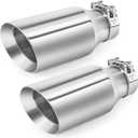 2PC Exhaust Tips 2.5 inch Inlet 4 inch Outlet 9" Long 304 Stainless Steel 2.5" to 4" Diesel Exhaust Tailpipe Tip Double Wall Slant Cut (Pack of 2
