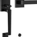 Black Front Door Handle No Lock, Exterior Entry Door Handle with Interior Passage Levers, Front Door Lock Set for Left Right Handle Doors, Deadbolt Set Not Included, Non-Locking (1 Pack)