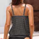 Yonique Womens Blouson Tankini Top No Bottom Loose Fit Swim Top Modest Tank Top (Black, L)