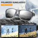 Polarized Sunglasses UV400 with Mirror Coating. Classic Minimalist Design, Stylish to Stand Out in Sunshine (Grey/White Gradient)