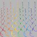 36 Pcs Rainbow Hanging Swirl Decorations Colorful Felt Swirl Streamer Spiral Ceiling Decorations Garland for Birthday Wedding Bridal Shower Baby Shower Carnival Fiesta Festival Party Supplies