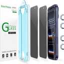 amFilm OneTouch Privacy Screen Protector for iPhone 17 Pro Max + Camera Lens Protector | AutoAlignment install | Bubble Free | 9H Tempered Glass | Shatterproof | Anti Privacy | Case Friendly 2+4 Pack