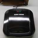 George Foreman 4-Serving Removable Plate Electric Grill and Panini Press, George Tough Non-Stick Coating, Drip Tray Catches Grease, Black