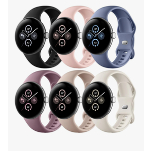 Maledan Compatible With Google Pixel Watch Band for Women Men, 6 Pack Soft Silicone Waterproof Sport Wristbands Replacement Straps for 45mm/41mm Pixel Watch 1, 2, 3 Accessories