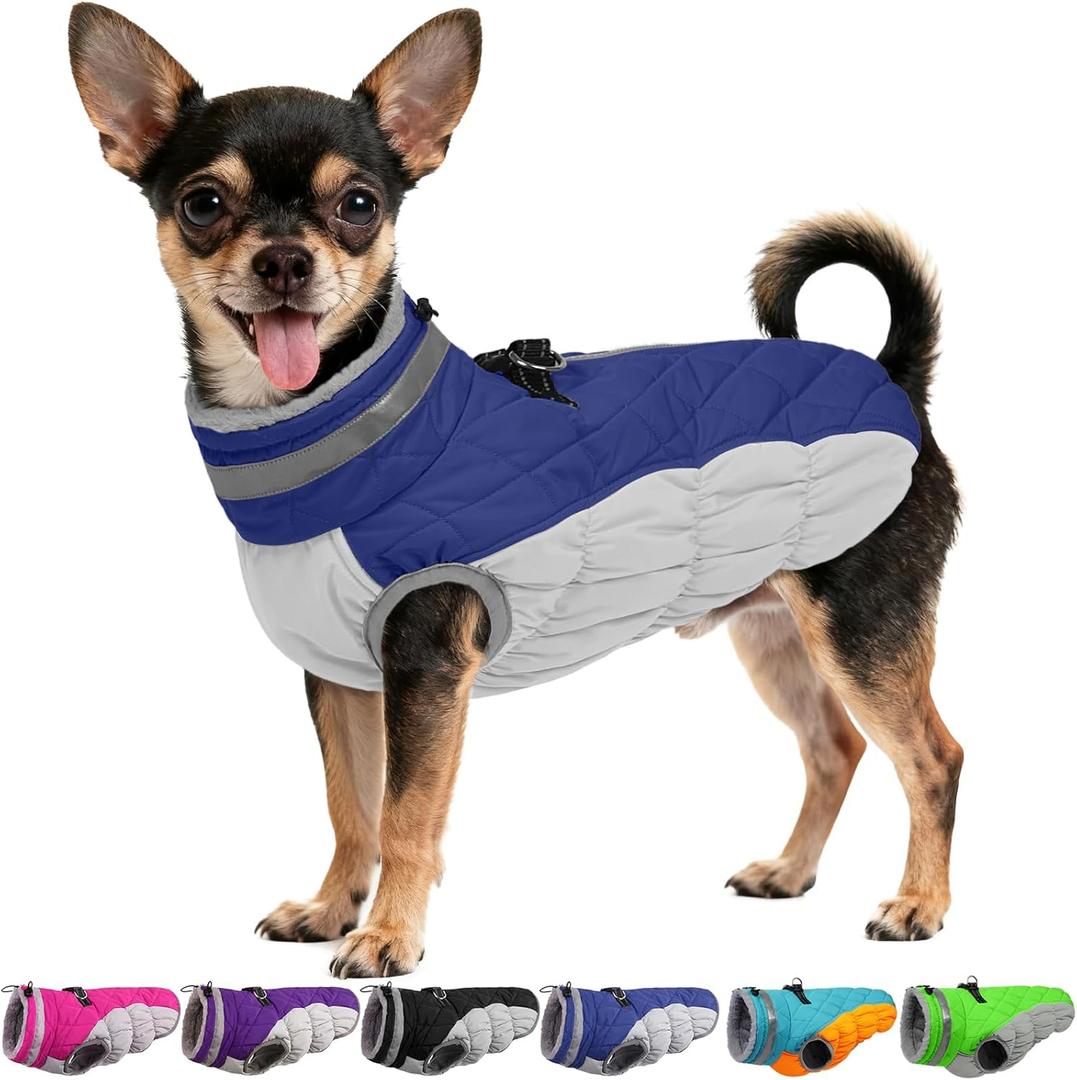 Dog Winter Coat Waterproof Dog Zipper Jacket Cozy Reflective Windproof Warm Fleece Outfit, Comfortable Cold Weather Pet Apparel Garment for Small Medium Large Dogs Puppy Walking Hiking, Size: Small
