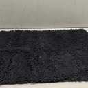 Non-Slip Bath Rug, Extra Soft Microfiber Bedroom Shag Carpet with Anti-Slip Backing, Water/Dust Absorbent Fast Dry Shower Mat, Sound Insulated Stairs Pad, Machine Washable (Black, 20 x 29Inches)
