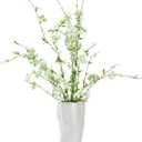 Elements Artificial White Flower Arrangement in White Ceramic Vase, Realistic Look and Feel