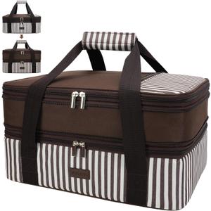Expandable Casserole Carrier Bag - Double Decker Food Bag, Insulated Casserole Carrier for Hot or Cold Food, Lasagna Holder Tote for Picnics,Beaches,Traveling or Gifts