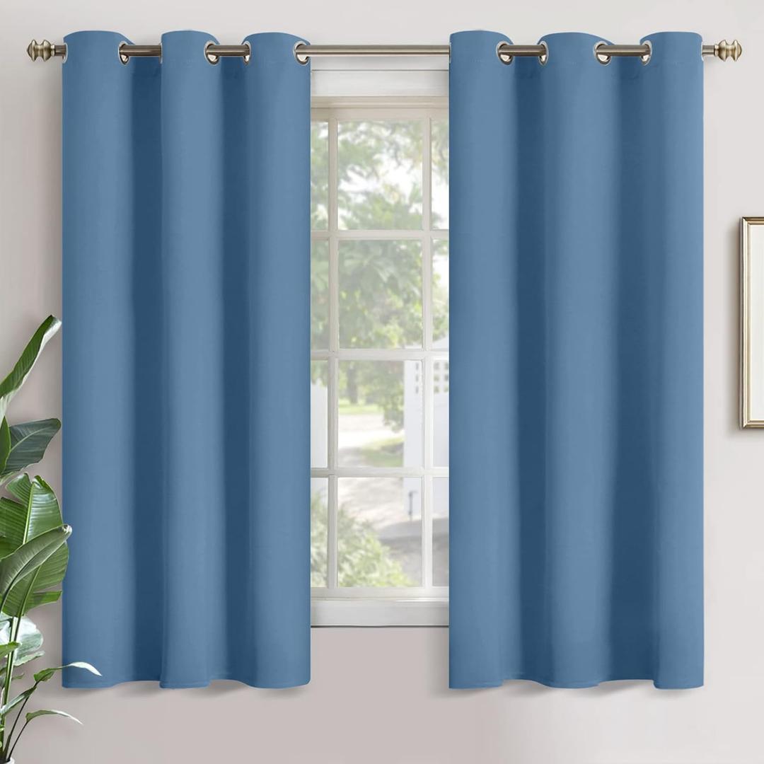 YoungsTex Blue Blackout Curtains 63 Inches for Bedroom - Denim Room Darkening Drapes with Grommet Privacy No See Through for Bathroom Living Room Window, 2 Panels, 42 x 63 Inch